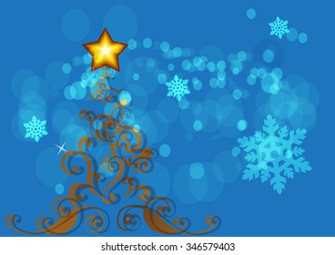 Festive colorful Christmas tree illustration design 