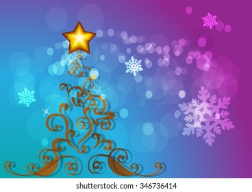 Festive colorful Christmas tree illustration design 