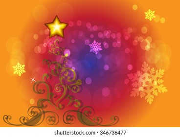 Festive colorful Christmas tree illustration design 