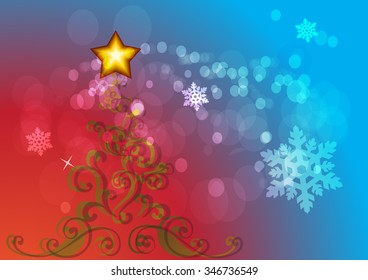 Festive colorful Christmas tree illustration design 