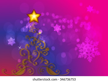 Festive colorful Christmas tree illustration design 