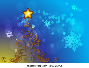 Festive colorful Christmas tree illustration design 