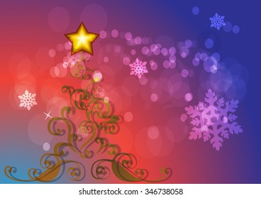 Festive colorful Christmas tree illustration design 