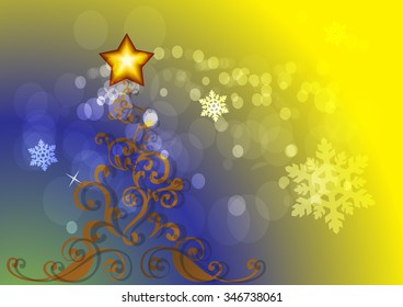 Festive colorful Christmas tree illustration design 