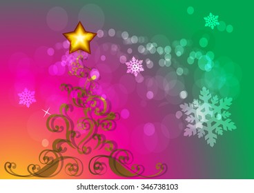 Festive colorful Christmas tree illustration design 
