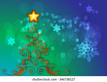 Festive colorful Christmas tree illustration design 