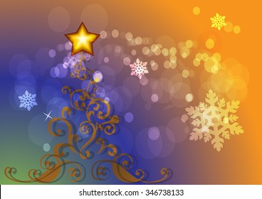 Festive colorful Christmas tree illustration design 