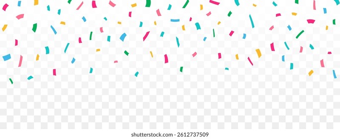 Festive Colorful Confetti Falling Isolated on White Background, Confetti for birthday, party, festival fair, celebration, and congratulation. Vector flat design.