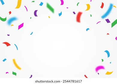 Festive colorful confetti isolated on a white background. Shiny carnival decoration.