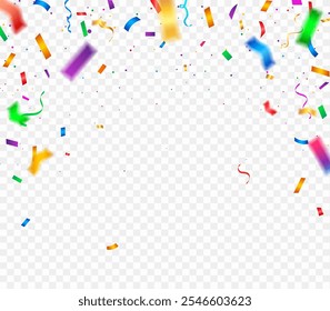 Festive colorful confetti isolated on a white background. Shiny carnival decoration.