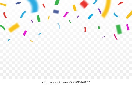 Festive colorful confetti isolated on a white background. Shiny carnival decoration.