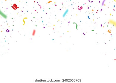 Festive colorful confetti on white background isolated. Vector