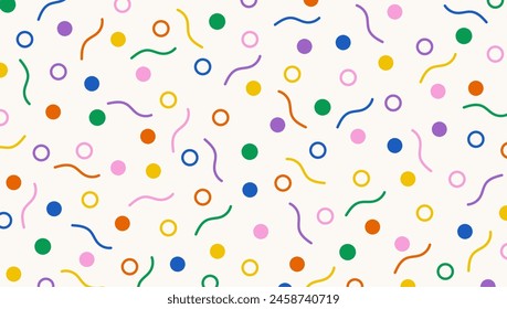 Festive colorful confetti pattern. Creative minimalist style art background. Fun doodle design