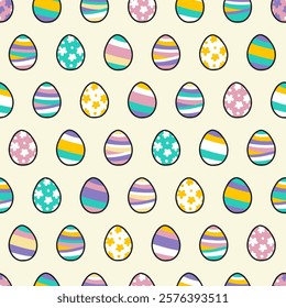 Festive Colorful Decorative Easter Egg Pattern. Perfect for seasonal celebrations, invitations, or social media graphics, ideal for Easter-themed projects and spring events.