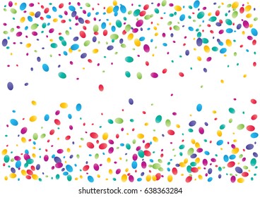 Festive colorful ellipse confetti background. Rectangle vector texture for holidays, postcards, posters, websites, carnivals, birthday and children's parties. Cover mock-up.