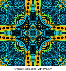 Festive colorful ethnic seamless vector pattern ornamental