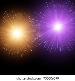 Festive colorful fireworks background. Abstract vector illustration.