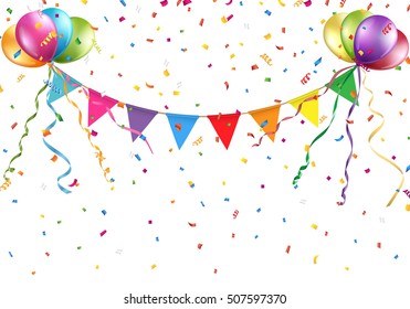 Festive colorful flags and balloons Vector