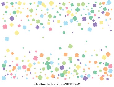Festive colorful flower confetti background. Rectangle vector texture for holidays, postcards, posters, websites, carnivals, birthday and children's parties. Cover mock-up.