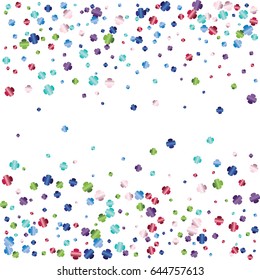 Festive colorful flower confetti background. Square  vector texture for holidays, postcards, posters, websites, carnivals, birthday and children's parties. Cover mock-up
