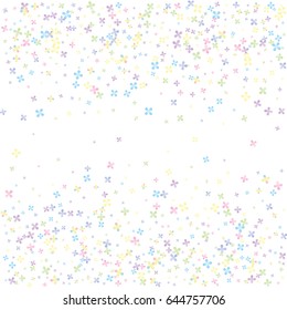 Festive colorful flower confetti background. Square  vector texture for holidays, postcards, posters, websites, carnivals, birthday and children's parties. Cover mock-up
