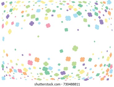 Festive colorful flower confetti background. Twisted  vector texture for holidays, postcards, posters, websites, carnivals, birthday and children's parties. Cover mock-up. New year, Christmas theme