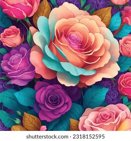 Festive and Colorful Flower Pattern in Vector Design of Floral Fiesta