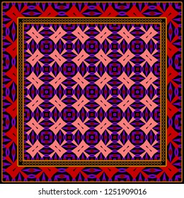 Festive Colorful Geometric Pattern. Vector Illustration. For Print Bandanna, Tablecloth, Fabric Print, Fashion