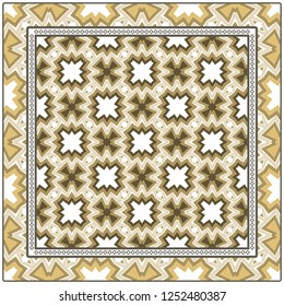 Festive Colorful Geometric Pattern. Vector Illustration. For Print Bandanna, Tablecloth, Fabric Print, Fashion