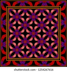 Festive Colorful Geometric Pattern. Vector Illustration. For Print Bandanna, Tablecloth, Fabric Print, Fashion