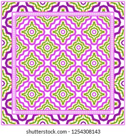 Festive Colorful Geometric Pattern. Vector Illustration. For Print Bandanna, Tablecloth, Fabric Print, Fashion