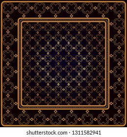 Festive Colorful Geometric Pattern. Vector Illustration. For Print Bandanna, Tablecloth, Fabric Print, Fashion. Black bronze color.