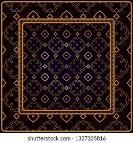 Festive Colorful Geometric Pattern. Vector Illustration. For Print Bandanna, Tablecloth, Fabric Print, Fashion. Black bronze color.