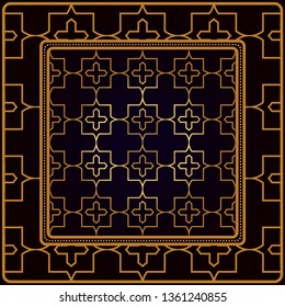 Festive Colorful Geometric Pattern. Vector Illustration. For Print Bandanna, Tablecloth, Fabric Print, Fashion. Black bronze color.