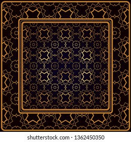 Festive Colorful Geometric Pattern. Vector Illustration. For Print Bandanna, Tablecloth, Fabric Print, Fashion. Black bronze color.