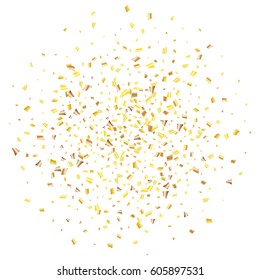 Festive colorful golden rectangle confetti background. Vector illustration for decoration of holidays, postcards, posters, websites, carnivals, birthday and children's parties.