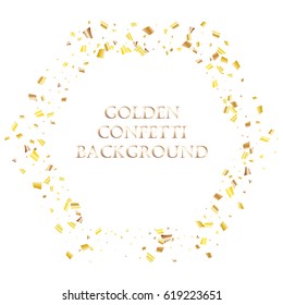 Festive colorful golden rectangle confetti background. Vector illustration for decoration of holidays, postcards, posters, websites, carnivals, birthday and children's parties.