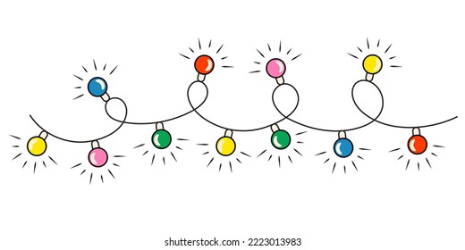 Festive Colorful Lights Decorative Element in Retro Style