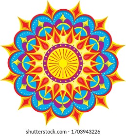 Festive colorful mandala 1 star pattern in vector form