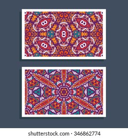 Festive colorful ornamental floral vector ethnic banner set