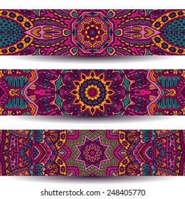 Festive colorful ornamental vector ethnic banner set