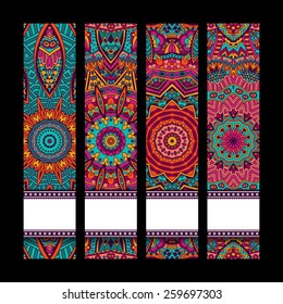 Festive colorful ornamental vector ethnic banner set