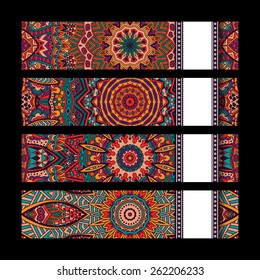 Festive colorful ornamental vector ethnic banner set