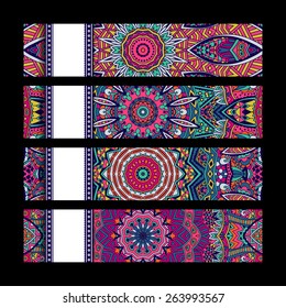 Festive colorful ornamental vector ethnic banner set