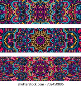 Festive colorful ornamental vector ethnic banner set