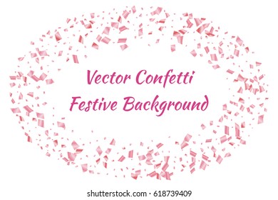 Festive colorful pink rectangle confetti background. Vector illustration for decoration of holidays, postcards, posters, websites, carnivals, birthday and children's parties.