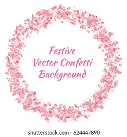 Festive colorful pink rectangle confetti background. Vector illustration for decoration of holidays, postcards, posters, websites, carnivals, birthday and children's parties.