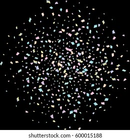 Festive colorful rectangle confetti background. Vector illustration for decoration of holidays, postcards, posters, websites, carnivals, birthday and children's parties.