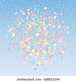 Festive colorful rectangle confetti background. Vector illustration for decoration of holidays, postcards, posters, websites, carnivals, birthday and children's parties.