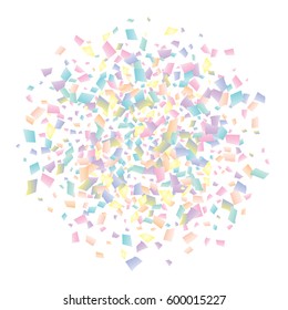 Festive colorful rectangle confetti background. Vector illustration for decoration of holidays, postcards, posters, websites, carnivals, birthday and children's parties.